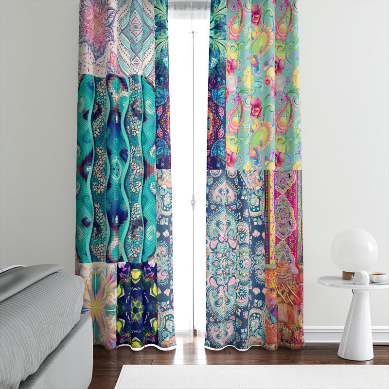 Folk N Funky Boho Faux Patchwork Window Curtains 2 Panels Wayfair